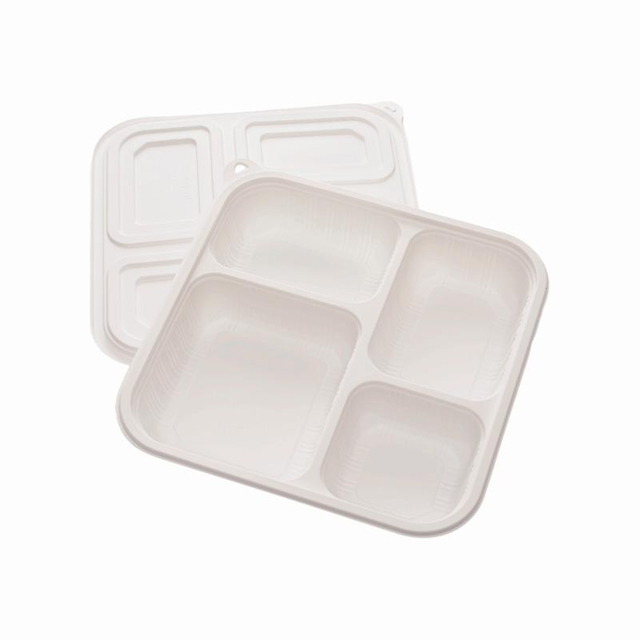 Hitray Biodegradable 1000ML 4Comp. Rectangular PLA Meat Tray