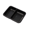 Hitray Hi07 25 oz.2 Compartment Rectangular Black CPET Tray
