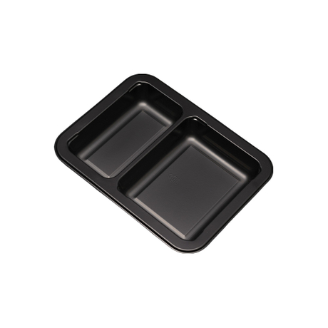 Hitray Hi11 20 oz.2 Compartment Rectangular Black CPET Tray