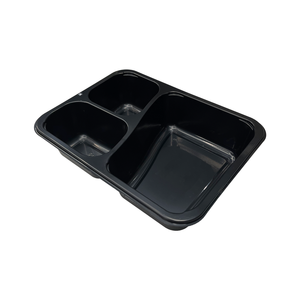 Hitray Hi18 47 oz.3 Compartment Rectangular Black CPET Tray