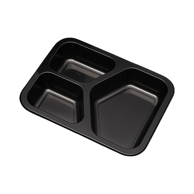 Hitray hi42 27 oz. Rectangular Black CPET Tray