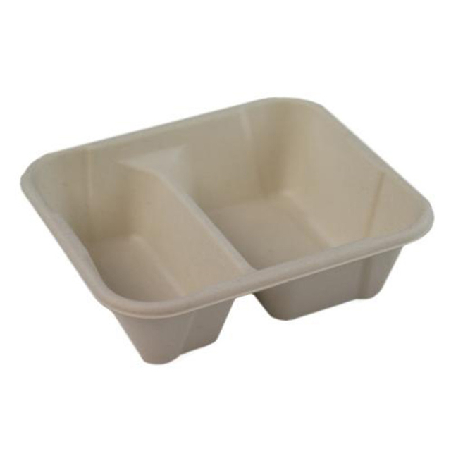 Hitray Sugarcane Lunch Parcel Custom Print Two Compartment Food Approved Bagasse Box for Takeaway