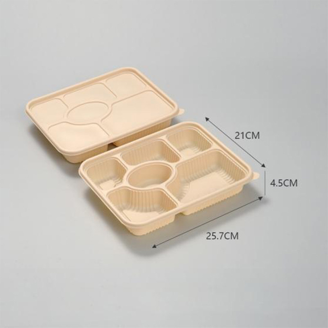 Hitray Eco-Friendly 6 Comp. 1100ML Rectangle Cornstarch Food Container