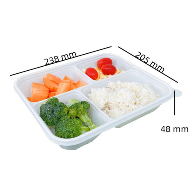 Hitray Biodegradable 1000ML 4Comp. Rectangular PLA Meat Tray