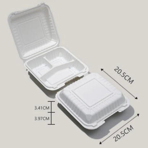 Hitray 1000ml White Rectangular Cornstarch Food Container