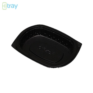 Hitray Hi28 17 oz. Rectangular Black CPET Tray 